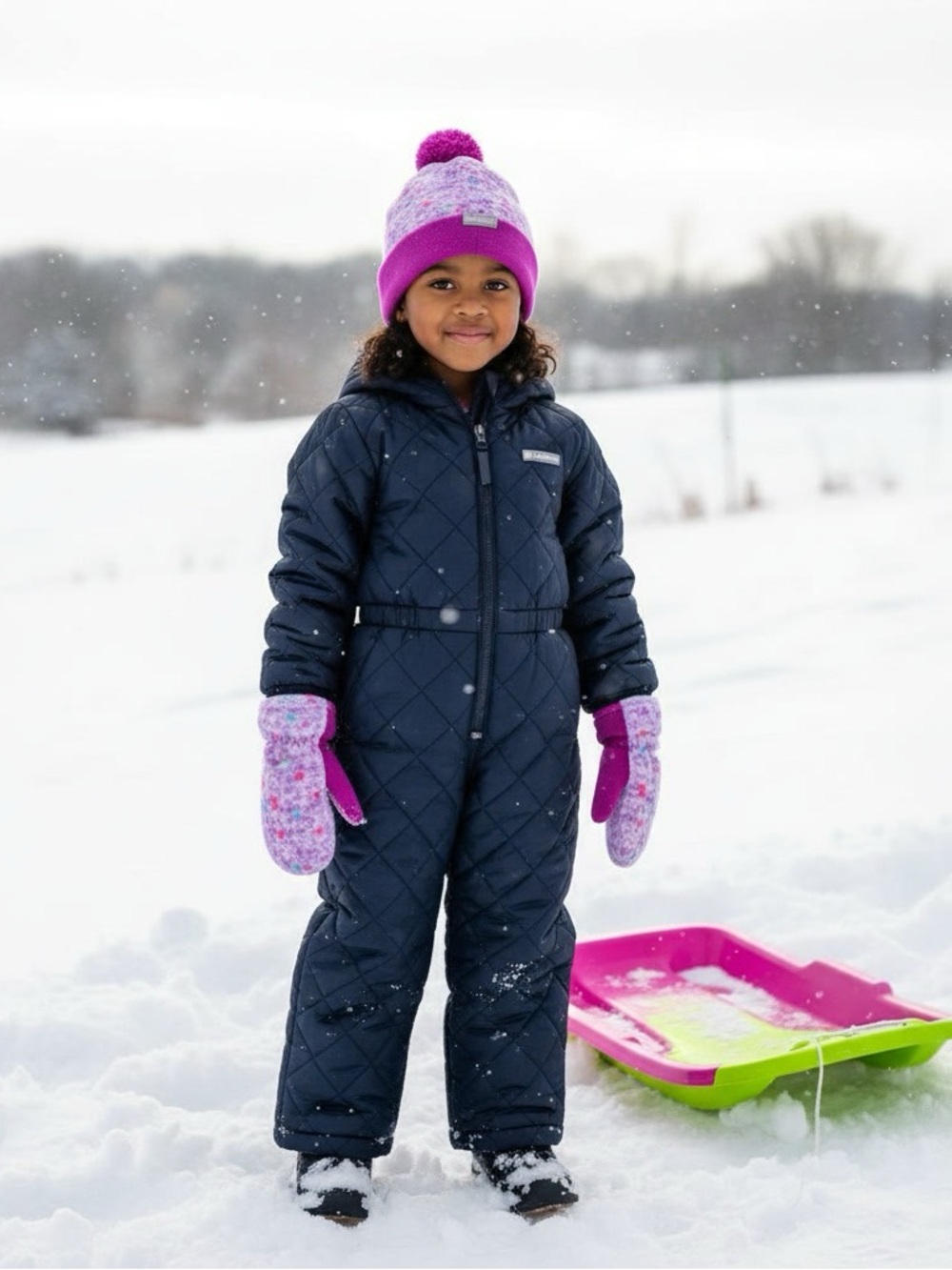 NWT Columbia Toddler Fireside Cuddle Fleece Beanie Hat & Mittens Set Purple OS